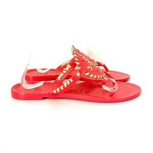 Jack Rogers Women’s Georgica Fire Coral Metallic Accent Jelly Thong Sandal 8